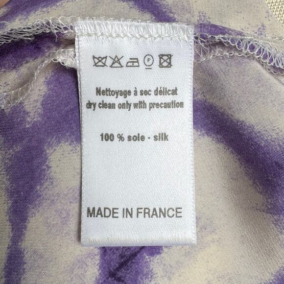 100% Silk JOSEPH Purple/White Tie-Dye Asymmetrical Midi Skirt - Picture 8 of 8